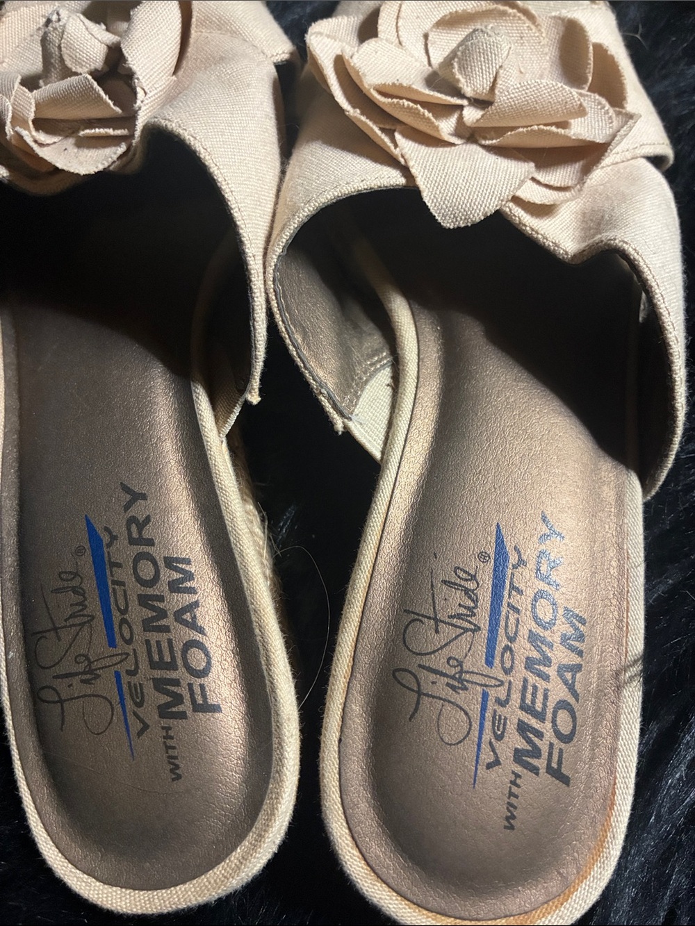Life Stride Beige Floral Espadrille Wedge Slides - Picture 5 of 12